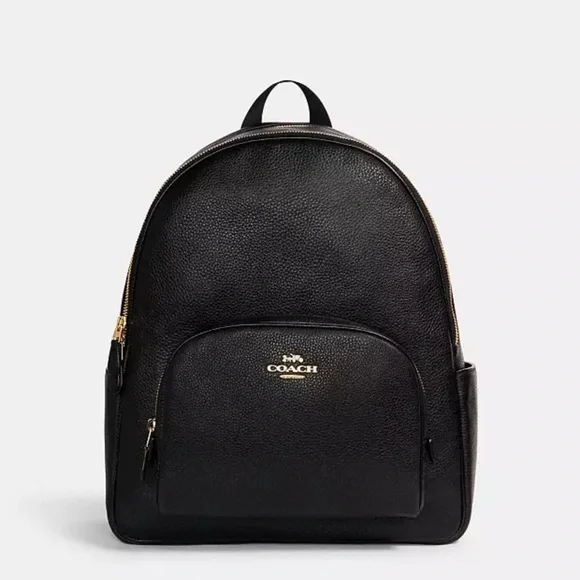 Coach | Bags | Coach Large Court Backpack Black Pebbled  display picture 3